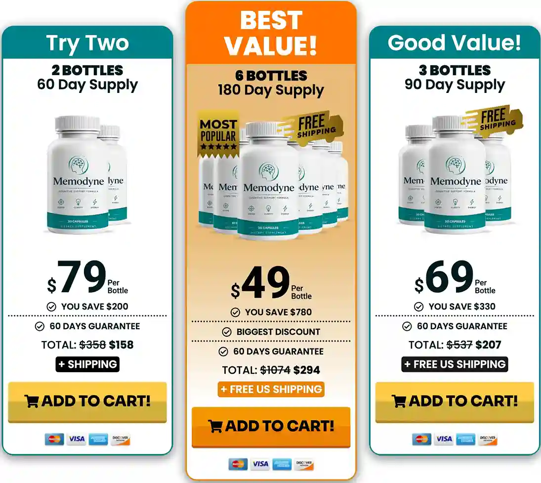 Memodyne Pricing Packages - Best Value Multi-Bottle Cognitive Support